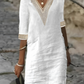 Syma - Schickes Damen Baumwoll-Leinen Kleid