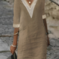 Syma - Schickes Damen Baumwoll-Leinen Kleid